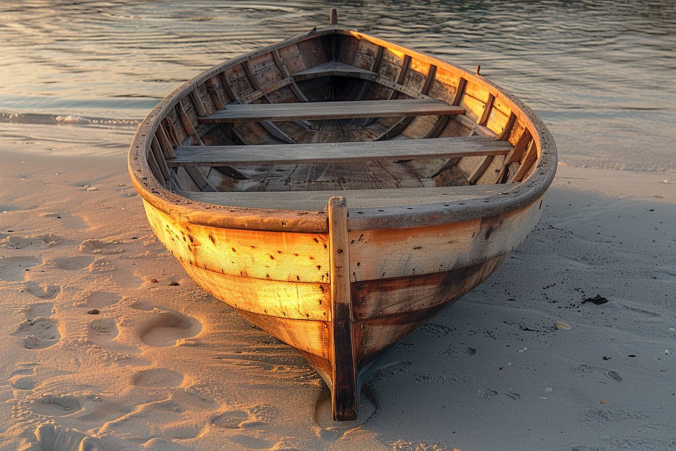 Bateau traditionnel sur l'eau avec voiles déployées